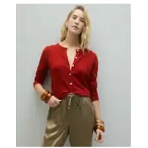 Quince NEW Mongolian Cashmere Cardigan Sweater Varsity Red, Medium